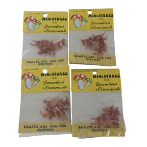 Vintage Miniature Plastic Deer with Antlers Set of 4 Packages Hand Painted